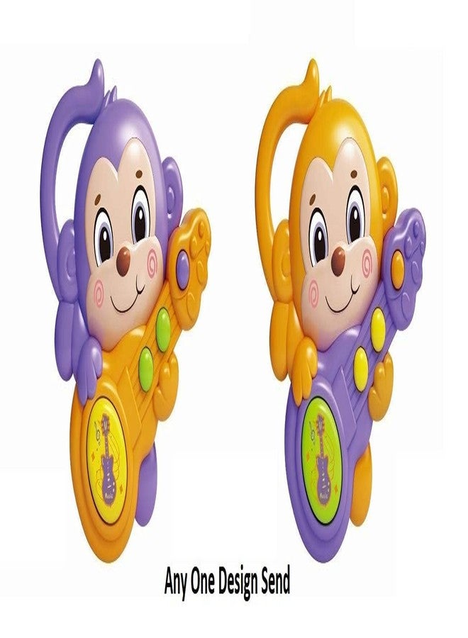Quasar Guitar Monkey Musical Toys for Kids Attractive Different Types of Light and Sound Rattle Early Learning Fun Creative Toys Pack of 1 - Multicolor - Image 4